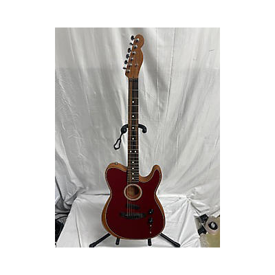 Fender Used Fender American Acoustasonic Telecaster Crimson Red Acoustic Electric Guitar