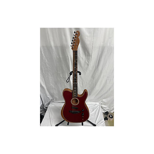 Fender Used Fender American Acoustasonic Telecaster Crimson Red Acoustic Electric Guitar Crimson red