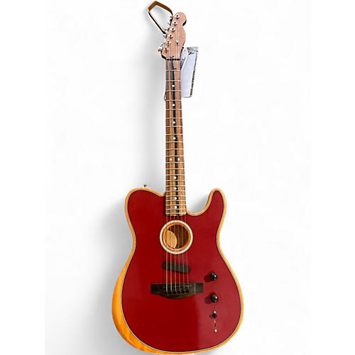 Used Fender American Acoustasonic Telecaster Crimson Red  Acoustic Electric Guitar Crimson Red