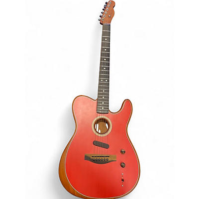 Used Fender American Acoustasonic Telecaster Flat Red Acoustic Electric Guitar