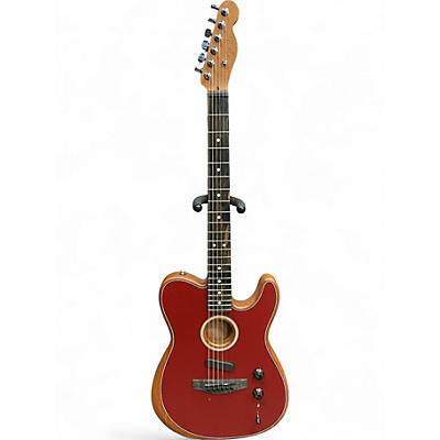 Used Fender American Acoustasonic Telecaster Red Acoustic Electric Guitar