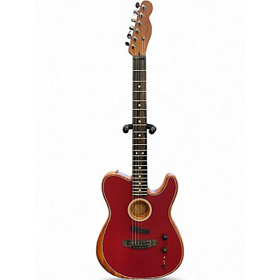 Used Fender American Acoustasonic Telecaster Red Acoustic Electric Guitar