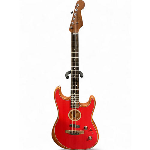 Used Fender American Acoustasonic Telecaster red Acoustic Electric Guitar red