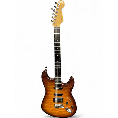 Used Fender American Deluxe Stratocaster HSS QMT Tobacco Sunburst Solid Body Electric Guitar