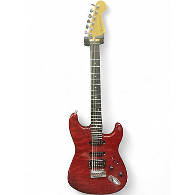 Used Fender American Deluxe Stratocaster QMT CHERRY RED Solid Body Electric Guitar