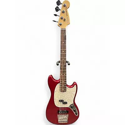 Used Fender American Performer Mustang Bass Red Electric Bass Guitar