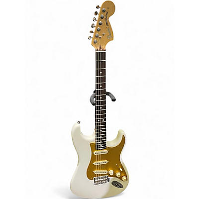 Used Fender American Performer Stratocaster SSS White and Gold Solid Body Electric Guitar