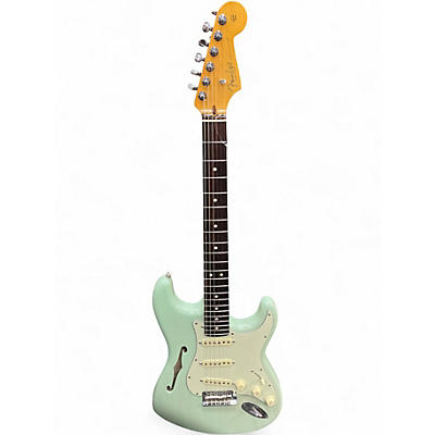 Used Fender American Professional II Stratocaster Thinline Transparent Daphne Blue Hollow Body Electric Guitar