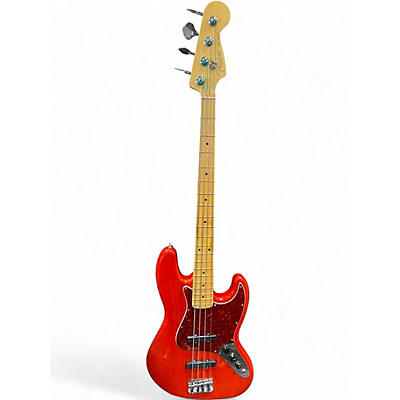 Used Fender American Standard Jazz Bass Sunset Orange Transparent Electric Bass Guitar