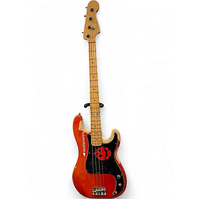 Used Fender American Standard Precision Bass Orange Electric Bass Guitar