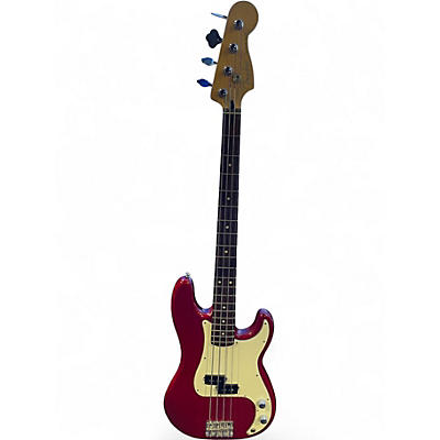 Used Fender American Standard Precision Bass Transparent Red Electric Bass Guitar