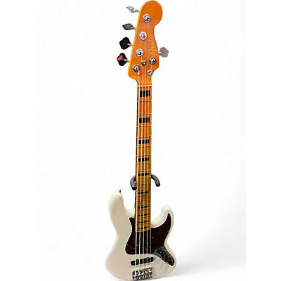 Used Fender American Ultra Jazz Bass V White Electric Bass Guitar