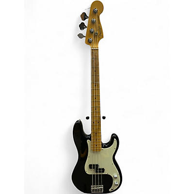 Used Fender American Ultra Precision Bass Black and White Electric Bass Guitar