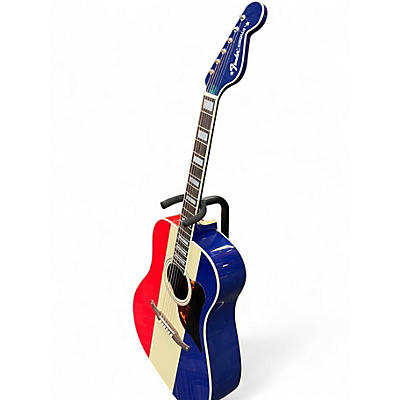 Used Fender BUCK OWENS KINGMAN Red White and Blue Acoustic Electric Guitar