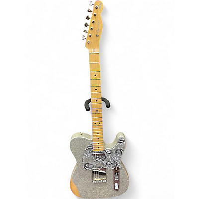 Used Fender Brad Paisley Road Worn Telecaster Silver Sparkle Solid Body Electric Guitar