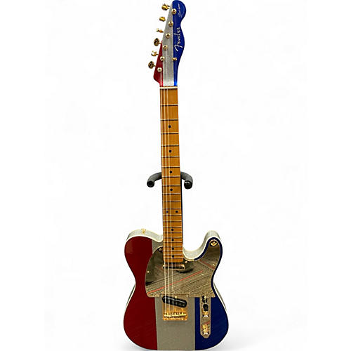 Used Fender Buck Owens Telecaster Red, Silver, Blue Sparkle Solid Body Electric Guitar Red, Silver, Blue Sparkle