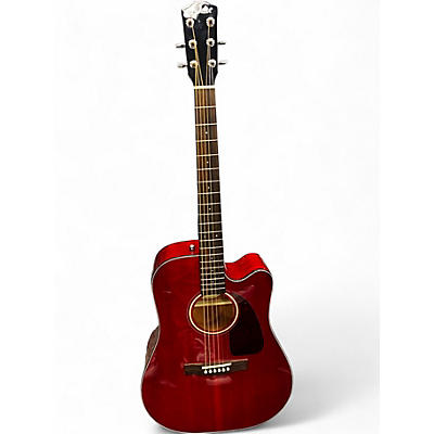 Used Fender CD140SCE Candy Apple Red Acoustic Electric Guitar
