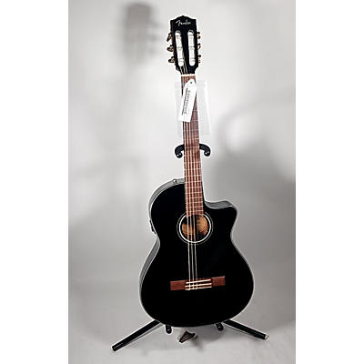 Fender Used Fender CN 140SCE Black Classical Acoustic Electric Guitar