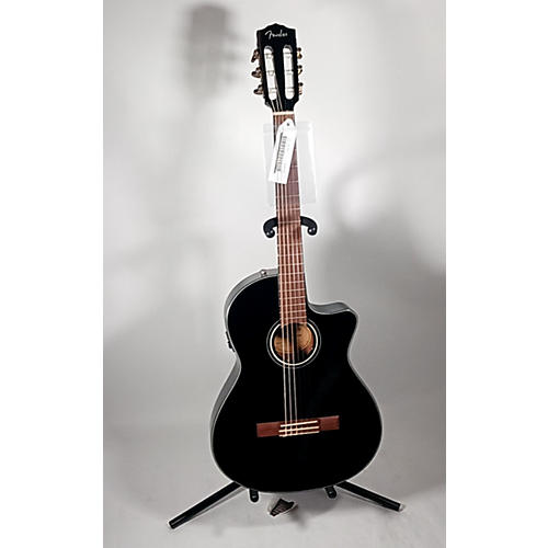 Fender Used Fender CN 140SCE Black Classical Acoustic Electric Guitar Black