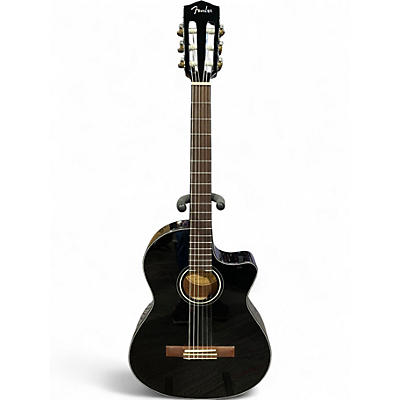 Used Fender CN-140SCE Black Classical Acoustic Electric Guitar