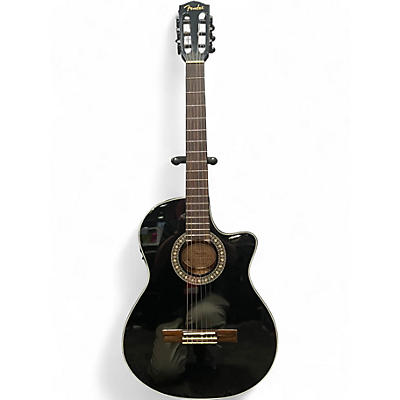 Used Fender CN-240SCE Thinline Black Classical Acoustic Electric Guitar