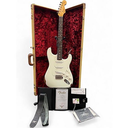 Used Fender CUSTOM SHOP ANCHO PABLANO RELIC STRATOCASTER Olympic White Solid Body Electric Guitar Olympic White