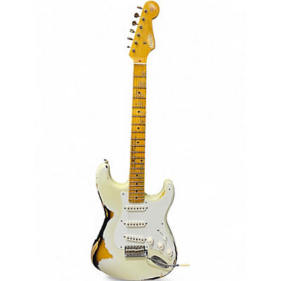 Used Fender Custom Shop 1956 Stratocaster Redil White over Sunburst Solid Body Electric Guitar