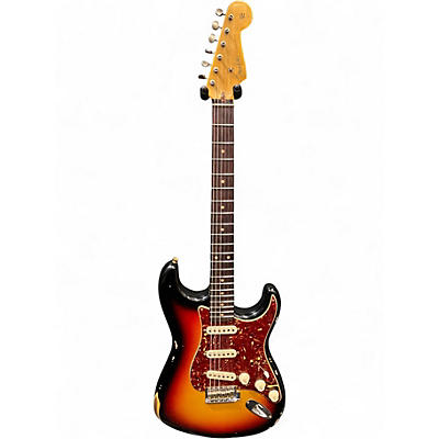 Used Fender Custom Shop 62 Reissue Stratocaster Relic 3 Color Sunburst Faded Aged Solid Body Electric Guitar