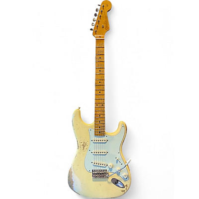 Used Fender Custom Shop Heavy Relic 1954 Stratocaster Vintage White Solid Body Electric Guitar