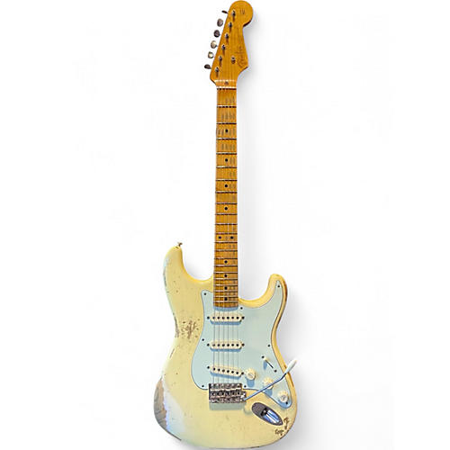 Used Fender Custom Shop Heavy Relic 1954 Stratocaster Vintage White Solid Body Electric Guitar Vintage White