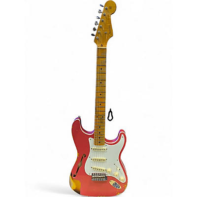 Used Fender Custom Shop LTD Namm '56 Thinline Stratocaster Shell Pink Over Sunburst Hollow Body Electric Guitar