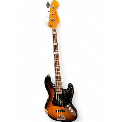 Used Fender Custom Shop Limited Edition Custom Jazz Bass Heavy Relic 3 Color Sunburst Electric Bass Guitar