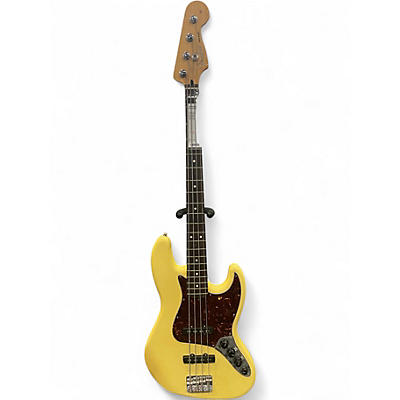 Used Fender Deluxe Active Jazz Bass Black and Yellow Electric Bass Guitar
