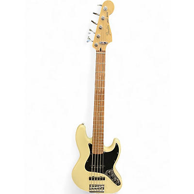 Used Fender Deluxe Active Jazz Bass V 5 String Antique Ivory Electric Bass Guitar