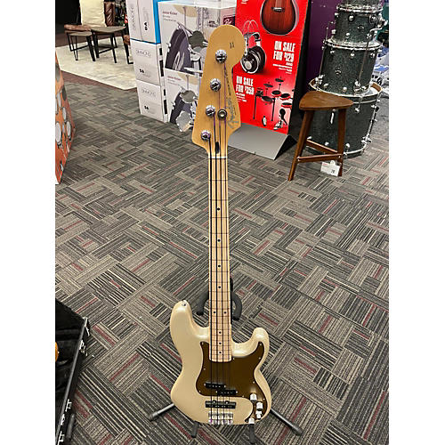 Used Fender Deluxe Active Precision Bass Special Gold Electric Bass Guitar Gold