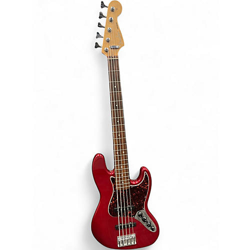 Used Fender Deluxe Jazz Bass V RED Electric Bass Guitar RED