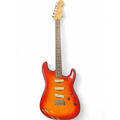 Used Fender Deluxe Players Stratocaster cherry burst Solid Body Electric Guitar