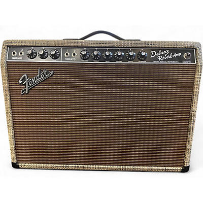 Used Fender Deluxe Reverb Chilewich Bark Tweed Tube Guitar Combo Amp