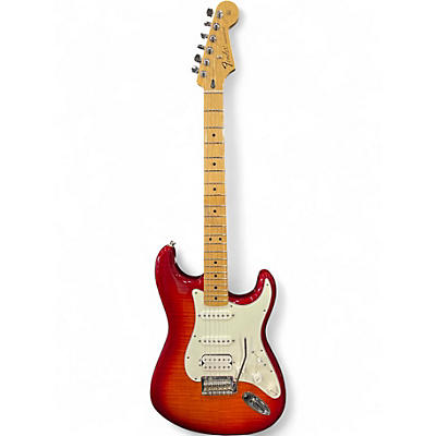 Used Fender Deluxe Stratocaster HSS Plus Top iOS Aged Cherry Burst Solid Body Electric Guitar