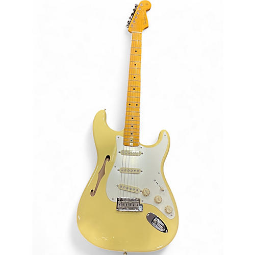 Used Fender Eric Johnson Thinline Stratocaster Vintage White Hollow Body Electric Guitar Vintage White