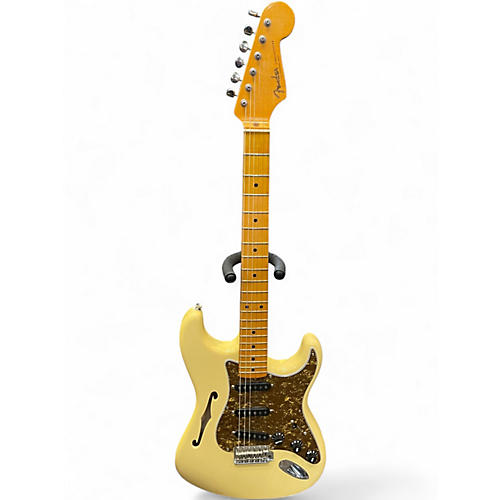 Used Fender Eric Johnson Thinline Stratocaster Vintage White Hollow Body Electric Guitar Vintage White