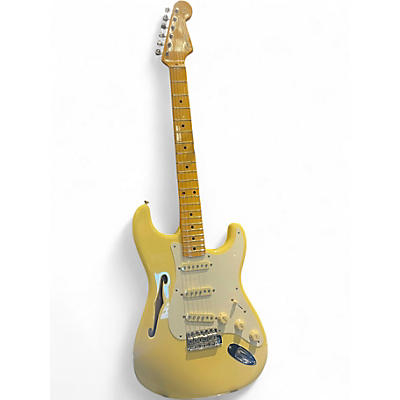 Used Fender Eric Johnson Thinline Stratocaster Vintage White Hollow Body Electric Guitar