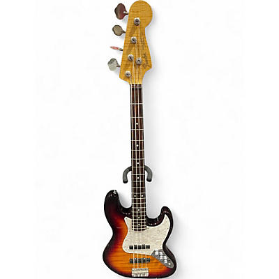 Used Fender Foto Flame Jazz Bass Foto Sunburst Electric Bass Guitar