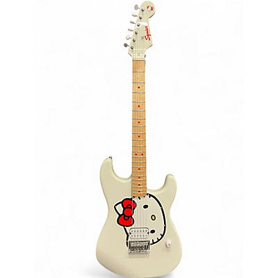 Used Fender Hello Kitty White Solid Body Electric Guitar