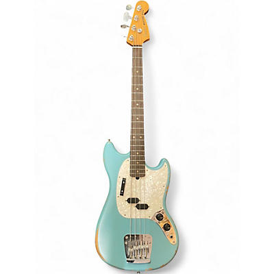 Used Fender JMJ Road Worn Mustang Bass Faded Daphne Blue Electric Bass Guitar