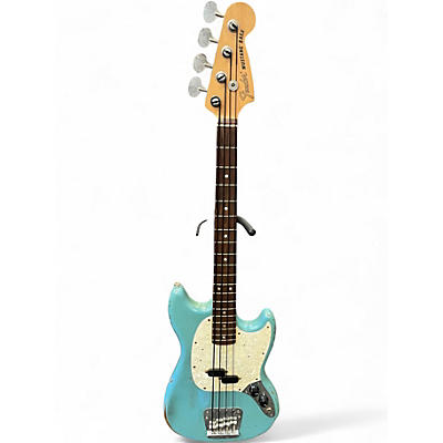Used Fender JMJ Road Worn Mustang Daphne Blue Electric Bass Guitar