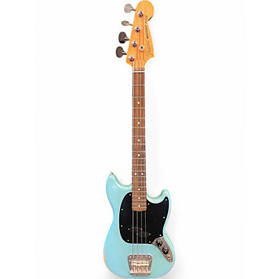 Used Fender JMJ roadworn mustang Daphne Blue Electric Bass Guitar