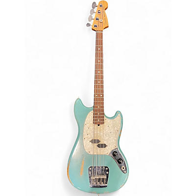 Used Fender JUSTIN MELDAL-JOHNSEN ROADWORN MUSTANG BASS Daphne Blue Electric Bass Guitar