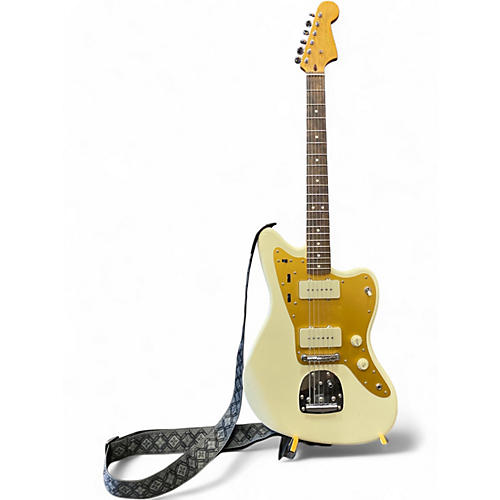 Used Fender Jazzmaster WHITE AND GOLD Solid Body Electric Guitar WHITE AND GOLD