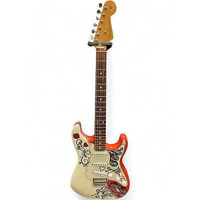 Used Fender Jimi Hendrix Monterey Stratocaster WHITE, RED MONTEREY GRAPHIC Solid Body Electric Guitar